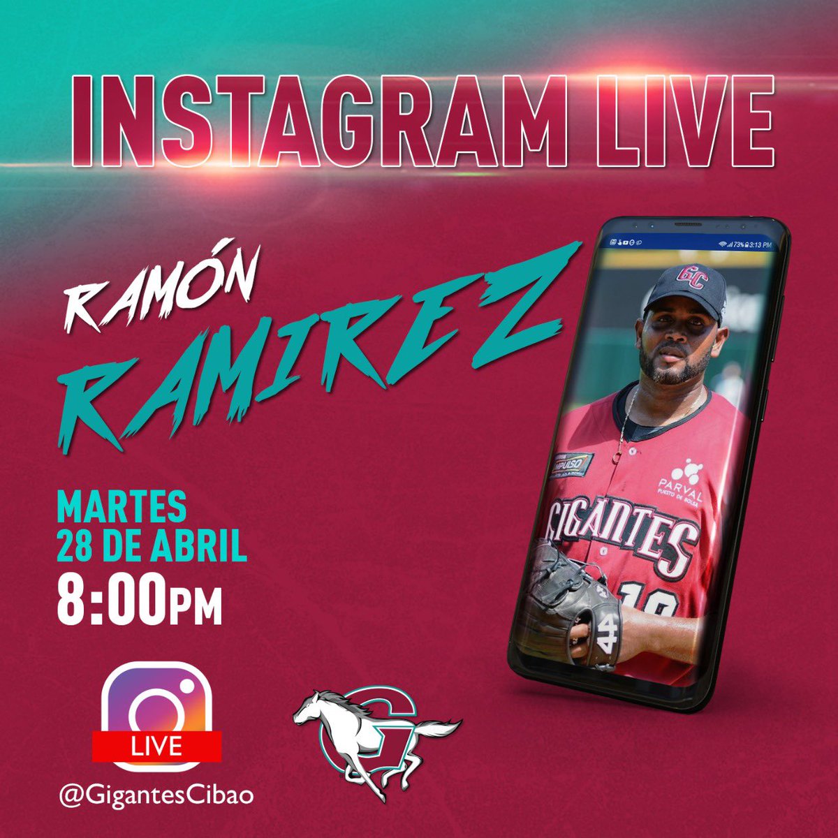 Gigantes_Cibao's tweet image. Hoy llega a nuestro Live Ramón Ramírez. ¡Un verdadero Caballo, Caballo! 🐎