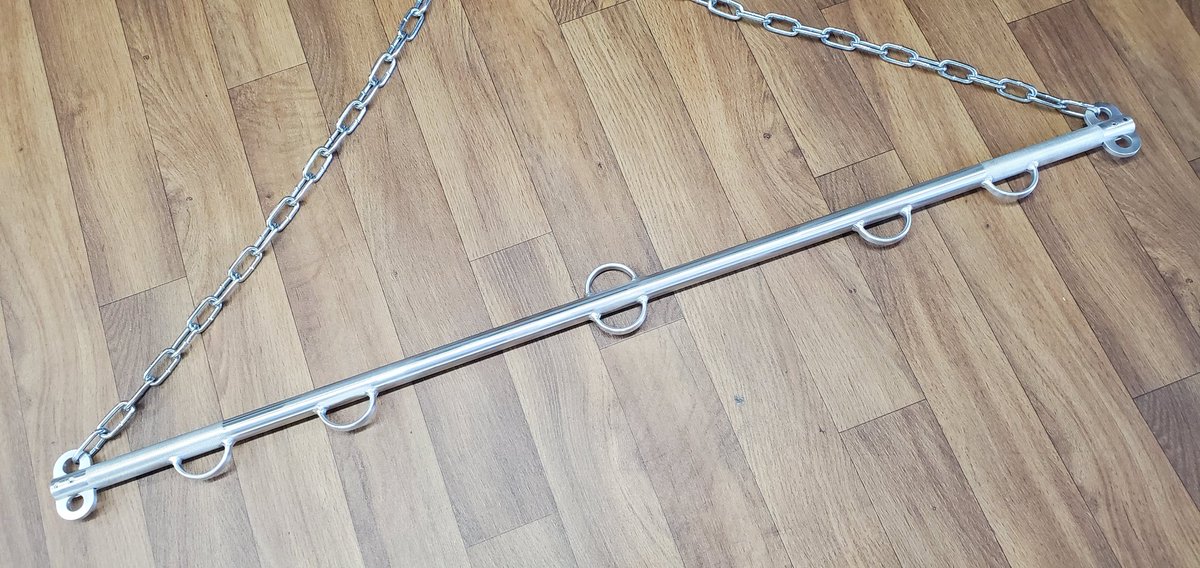 BallisticMetal's tweet photo. If your looking for a custom piece, let us know and maybe we can make it. Here's a 48" long Suspension Bar with extra welded attachment points shipping out to it's new home today. #suspensionbar #custombdsm #bdsm #customdungeon #dungeonfurniture #dungeonprops https://t.co/D4RaYCFFDl