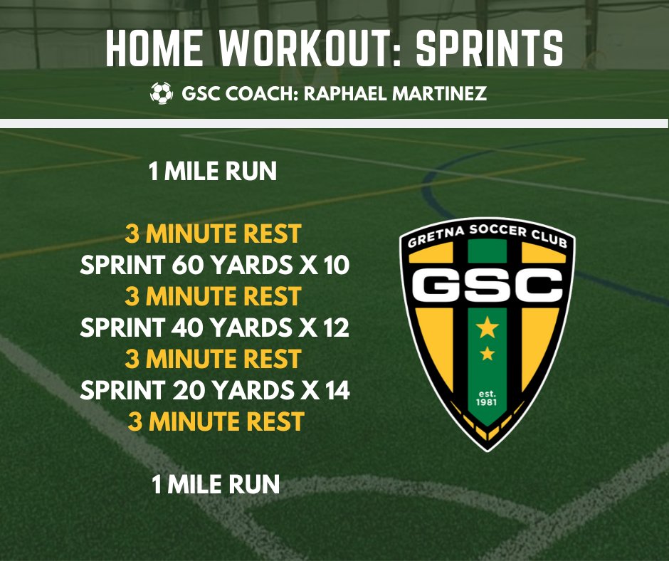GretnaEliteAcad's tweet photo. Today GSC coach Raphael Martinez has a conditioning workout for players! 👟 

#GSCWay https://t.co/2A92RjRb5k