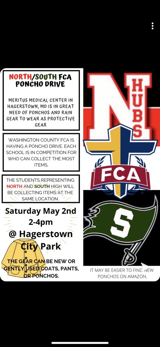 Please consider donating to a good cause during this time of need! North vs South let’s do this! Washco FCA!