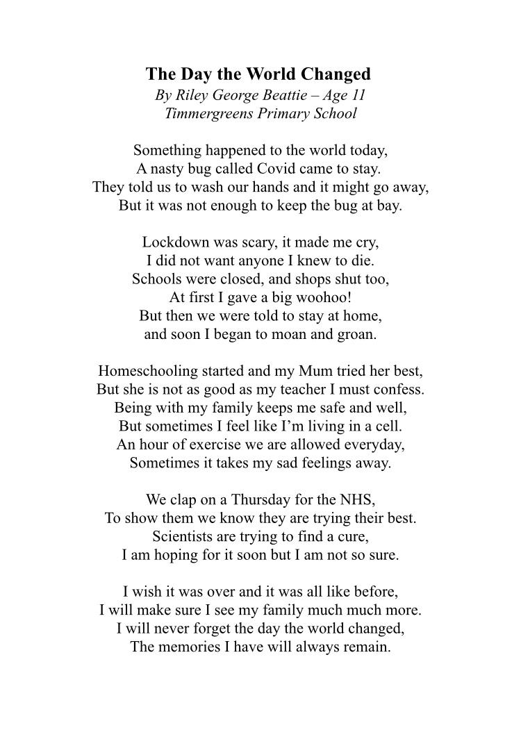 Timmersschool's tweet photo. One of our P7 pupils created this amazing poem as part of his learning from home tasks this week! We feel it really sums up how most children are feeling about this difficult time in their lives and wanted to share it! @AngusCouncil @jasonleitch @NicolaSturgeon https://t.co/cWkBxmLAK2