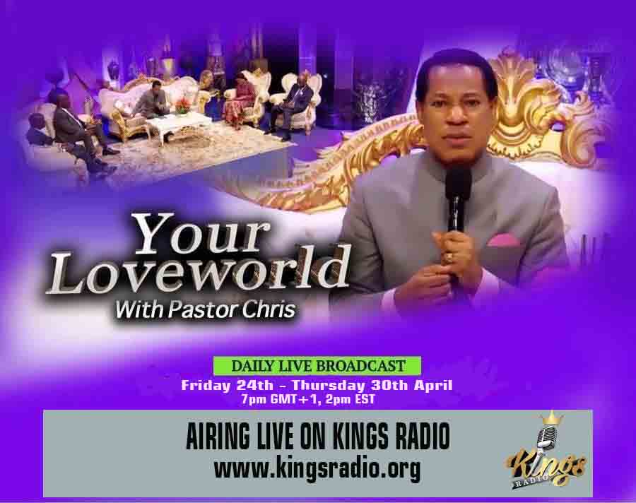 _KingsRadio's tweet photo. YourLoveworld with Pastor Chris is on now, you can connect via Kings Radio @ https://t.co/z7H0MfUQKn or https://t.co/zUEui4pYRa 7:00pm GMT+1 #Jesus #JesusSaves #JesusIsLord #JesusFlippedTheSwitch https://t.co/xxjC4z7ayY