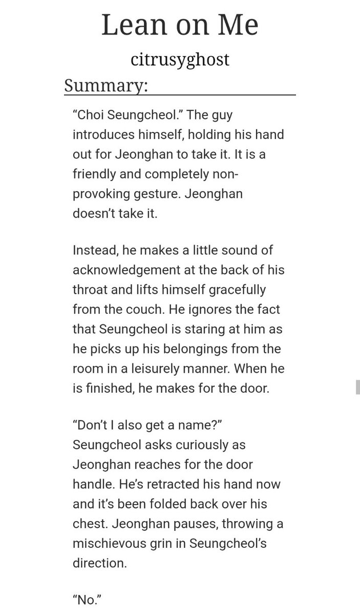 Lean On Meby citrusyghost-jeongcheol-some heavy themes-ooo twas v good https://archiveofourown.org/works/15257532 