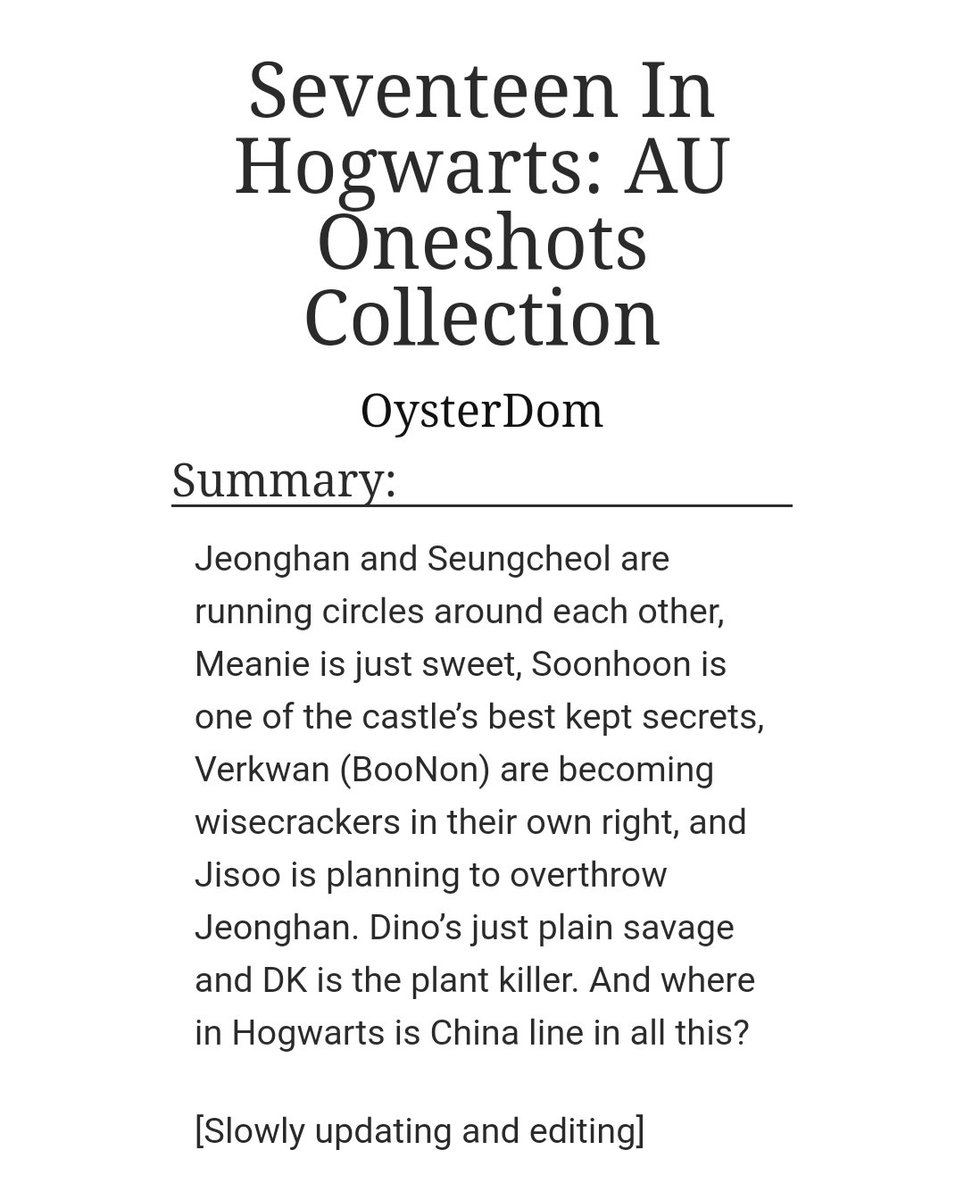 Seventeen In Hogwartsby OysterDom-jeongcheol + more -they are whipped™-dk just loves his plants ok https://archiveofourown.org/works/12059784 