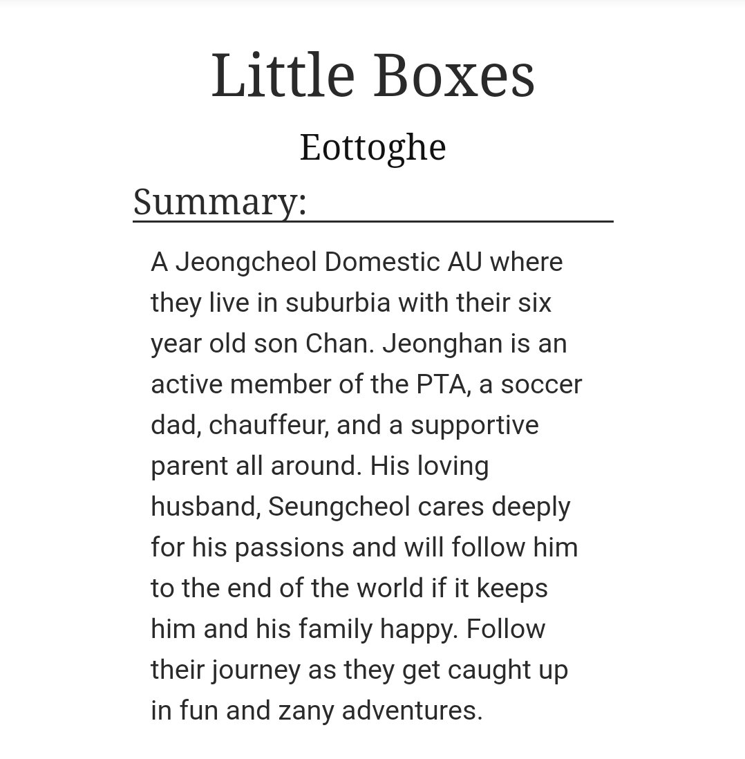 Little Boxesby  @eottoghe (ao3: eottoghe)-jeongcheol-this is so cute i--channie deserves the world https://archiveofourown.org/works/16482995 