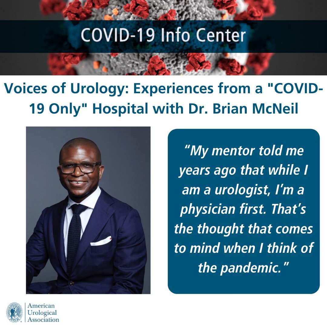 AmerUrological's tweet photo. Today on the AUA Inside Tract Podcast -

Voices of Urology: Experiences from a "COVID-19 Only" Hospital with Dr. Brian McNeil of New York City

Listen now: https://t.co/m7dTIu9WYI https://t.co/WlegdoXNmM