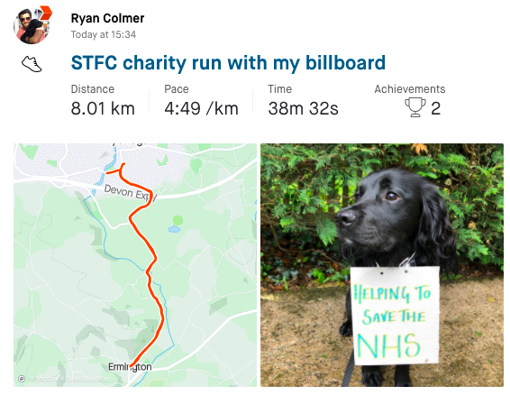 SalcombeTownFC's tweet photo. STFC 1407km (Land's End to John O'Groats) run update from DAY EIGHT: A big day as another 131km completed bringing total to 639.5km.

Map shows where we are up to on the route and pictures of the runs also included.

https://t.co/mpLpEuEI2g https://t.co/DlcekQTOtP
