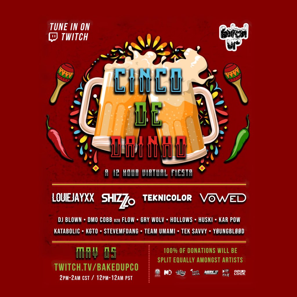 SanMartianProd's tweet photo. DID SOMEONE SAY CINCO DE DRINKO!?

AY CARAMBA!!! 🇲🇽🇲🇽🇲🇽🇲🇽

May 5th (for those of you who no nintendo) we will be throwing it down - ARRRRRRIBBA ARRRRIBA! 

@DmoCobb B2B @Asshole_Cole 

@bakedupco | DALE! https://t.co/uPTxWwK34h