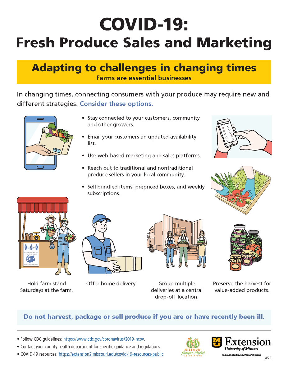 If you sell fresh produce, you're probably looking for new ways to connect with consumers in these changing times. Consider these options. Find additional COVID-19 resources at extension2.missouri.edu/covid-19-resou… #ShowMeResilience