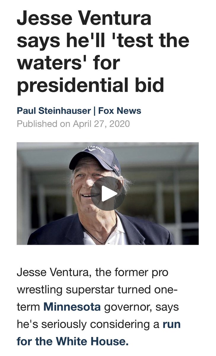 My Apple News Feed sends me gems. Never opened an article from these guys but they got me to click this. #JesseVentura2020