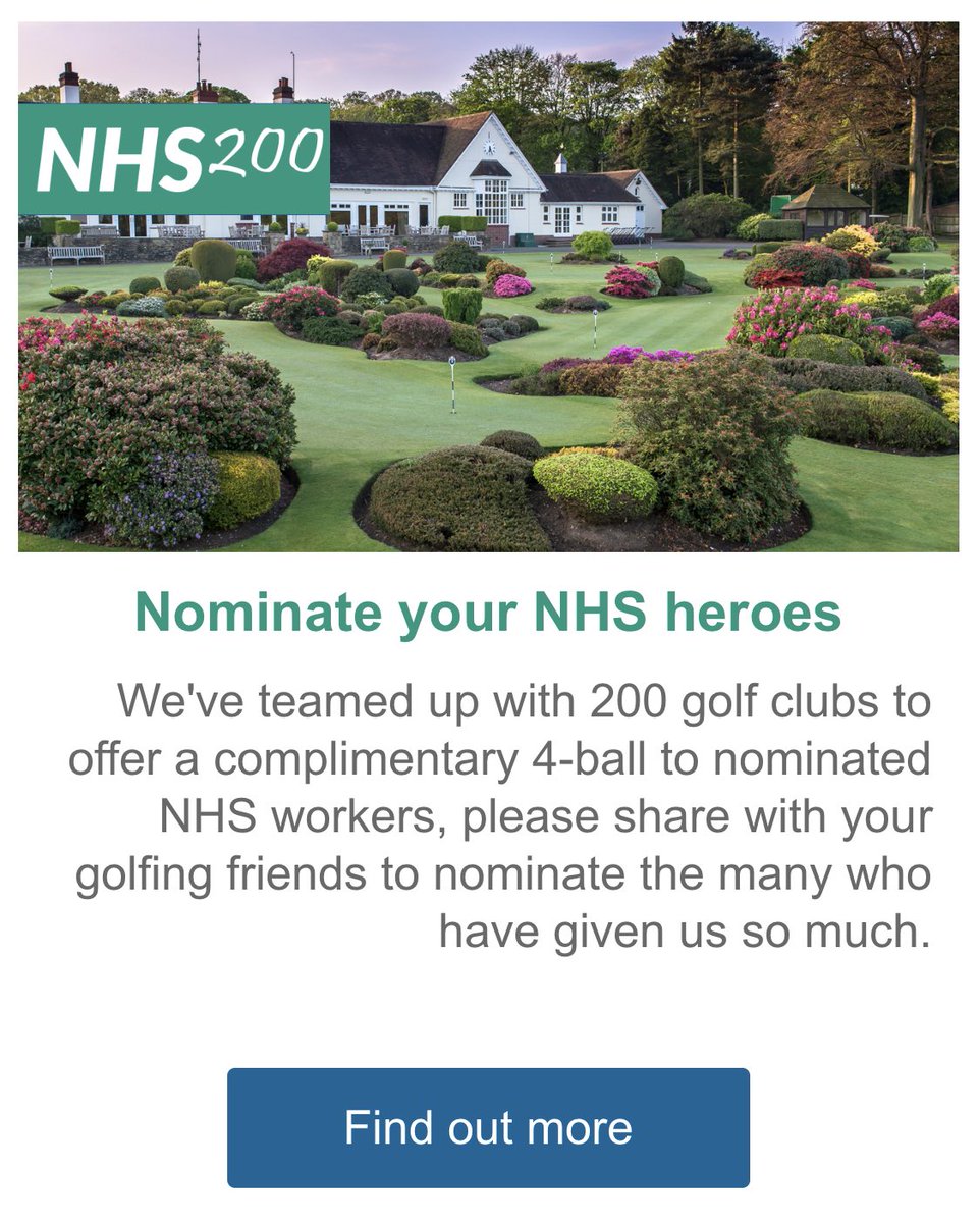 Check out which golf club is starring in ⁦@yourgolftravel⁩ #NHSheroes email this week...

Proud to see ⁦@LittleAstonGolf⁩ hasn’t only won the #golfworldcup but will also be doing its bit to say thank you to our selfless #keyworkers