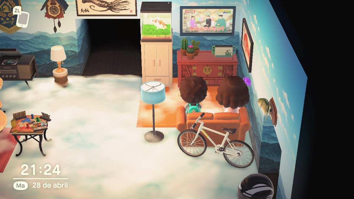 syra__4's tweet photo. @brugardesign y yo viendo la tele #AnimalCrossing #ACNH #NintendoSwitch https://t.co/8VKX8yGAB0