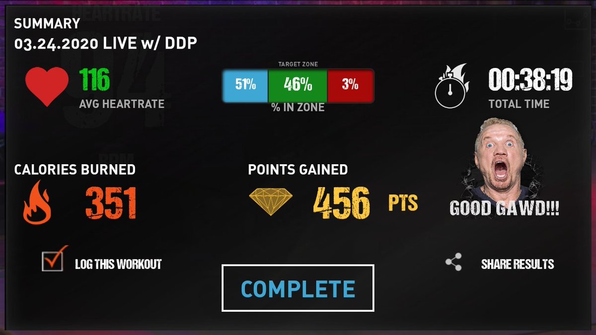 TheCor4Real's tweet photo. @RealDDP Felt I deserved those bonus 1k points after latest @DDPYoga Live session with the OG. 3rd time doin it and still Strrrrretched. #BANG! #DDPY #OwnYourLife #DDPYNow https://t.co/gRgXmsOAIy