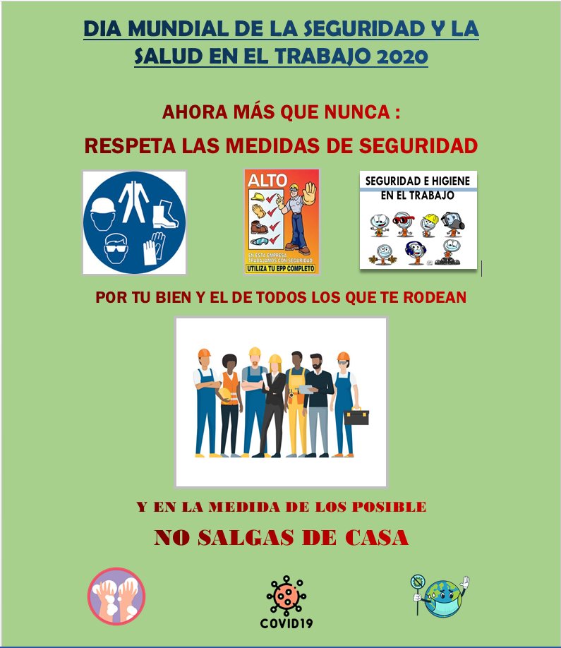 SaraiNeila's tweet photo. Hoy es el #DíaDeLaSeguridadYSaludEnElTrabajo y los chicos de #FOL están haciendo infografías tan chulas como estas.
@SalesianosPiza @OIT_ES
#FOL #OIT #ComparteFOL #ActualidadFOL #Pandemia #SST #PRL #DetengamosLaPandemia https://t.co/XsLy2mYfea https://t.co/azXgyTHzk5