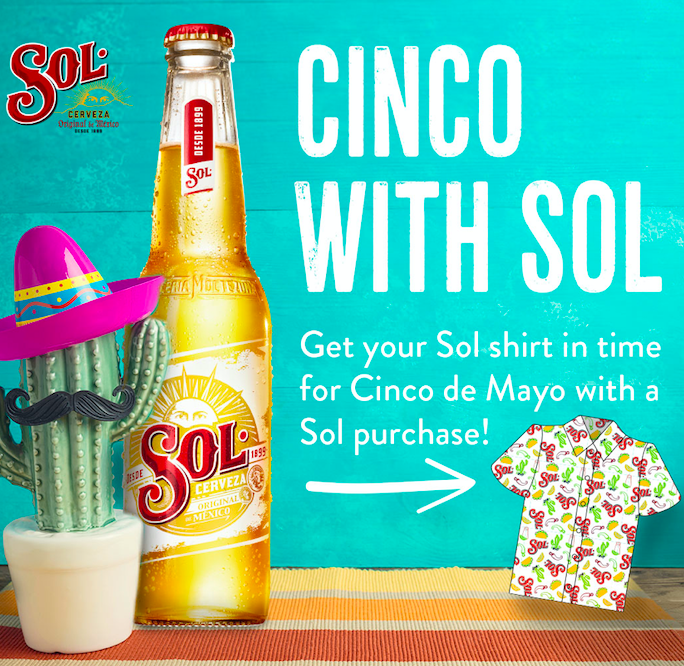 Burnsy987's tweet image. Look at this Cinco De Mayo shirt that is FREE with your purchase of a 12-pack from my friends at @SolBeerUS. Things are a little different now but if you're going to celebrate do it responsibly and in style. This week ONLY! Click here bit.ly/2Y3zBXJ #sponsored