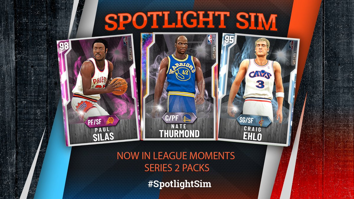 NBA2KMyTEAM's tweet image. New Historic #SpotlightSim Moments are LIVE. Remember to share your box scores &amp;amp; highlights using #SpotlightSim 👀

Galaxy Opal Nate Thurmond
PD Paul Silas
💎 Craig Ehlo
💎 Scott Skiles
Amy Luke Ridnour