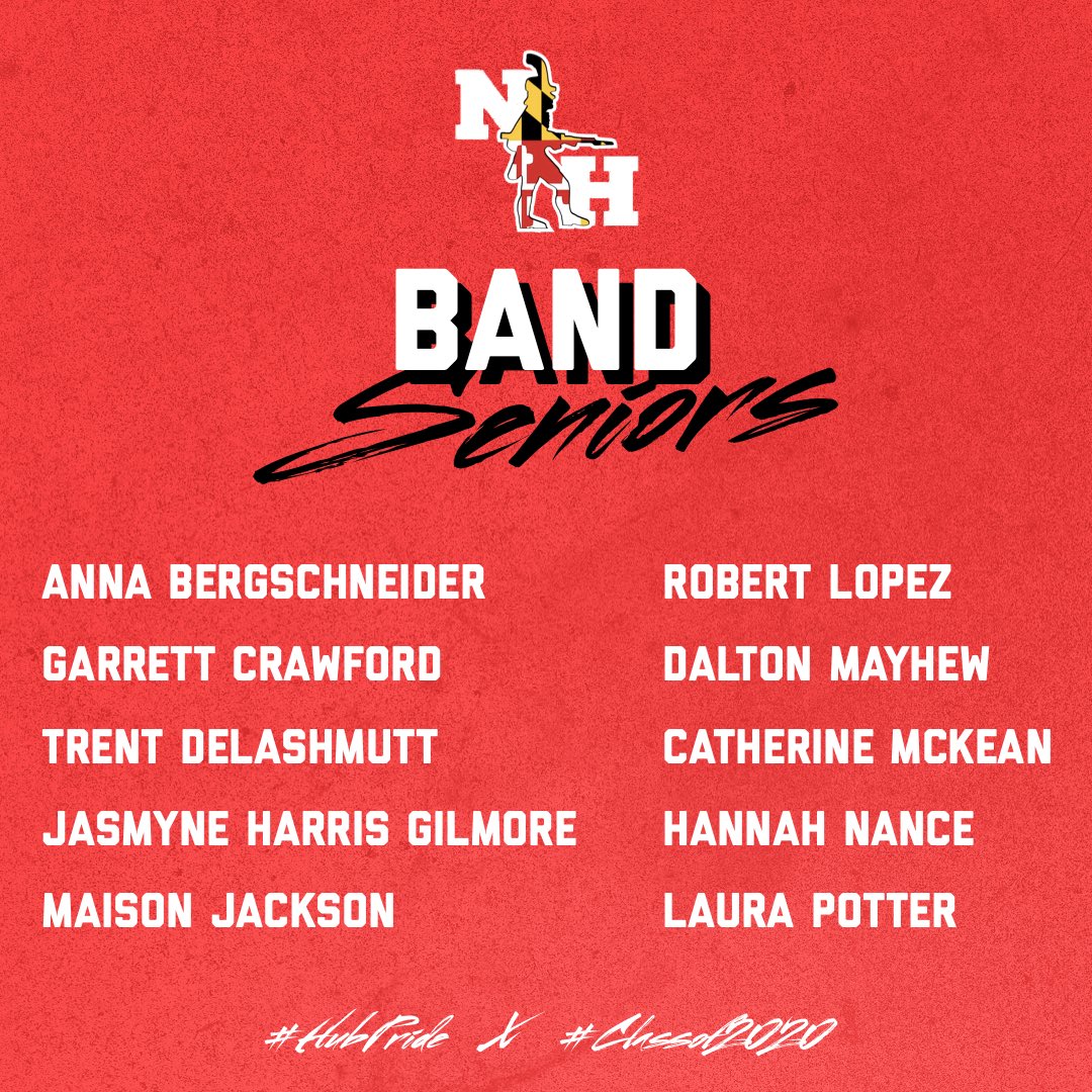 HubsNHHS's tweet photo. The @NHHSHubBand is second to none. We’re so proud of our seniors who helped build on the proud legacy that is the North Hagerstown High School Hub Band. 

#HubPride // #Classof2020 🎓 https://t.co/KzJkEUngZG