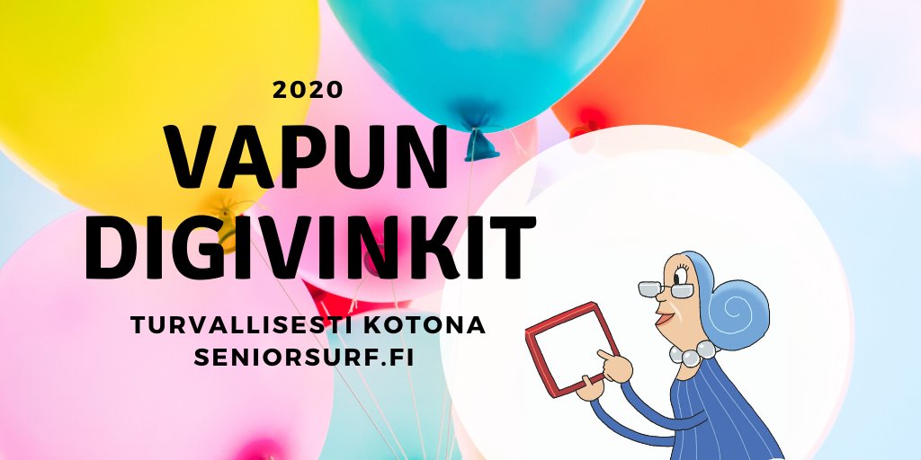 Vappua juhlitaan turvallisesti ja lämpimästi kotona - ja ohjelmaa riittää! Apuna SeniorSurfin vapun digivinkkilista aatolle ja vappupäivälle: seniorsurf.fi/ajankohtaista/ #vappu #virtuaalivappu #digivinkki #korona