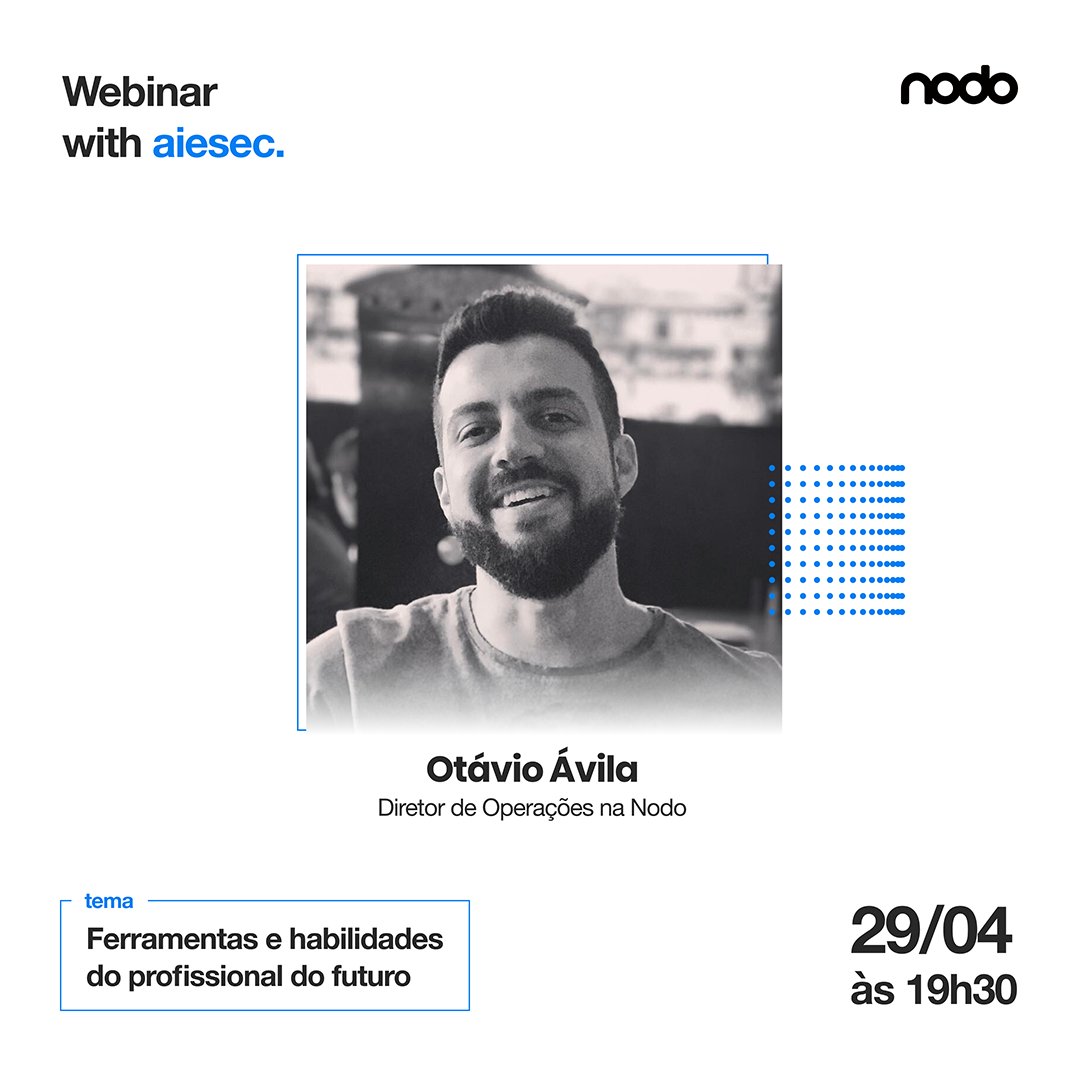 NodoDigitalBR's tweet photo. É amanhã! 
Nos juntamos com a AIESEC para falar sobre as ferramentas e habilidades do profissional do futuro em uma conversa com nosso Diretor de Operações, Otávio Ávila. 
Clique no link abaixo para se inscrever e deixe suas dúvidas para respondermos!
https://t.co/bi5CiS4s6t https://t.co/lXDvbTYhA0