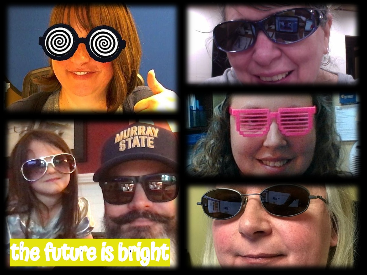 jennifer_earls's tweet photo. KATE's version of spirit week--from home or the office! Our future's so bright!!!! That is why it is a great day KATE! #eduKATE #teamKATE #TeachTechMSU @mtish04 @ginny_kelley @MSU_Cooper @PattiDePriest @murraystcoehs https://t.co/C0rLGbiEFP