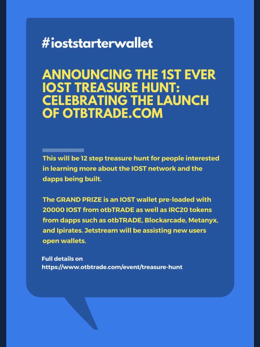 otbtrade's tweet photo. Clue #10 in the IOSTstarter wallet treasure hunt just got dropped by one of our sponsors
https://t.co/h2mrjumcKq
#ioststarterwallet
Happy Hunting
@IOStoken https://t.co/ddDGwd1A5C