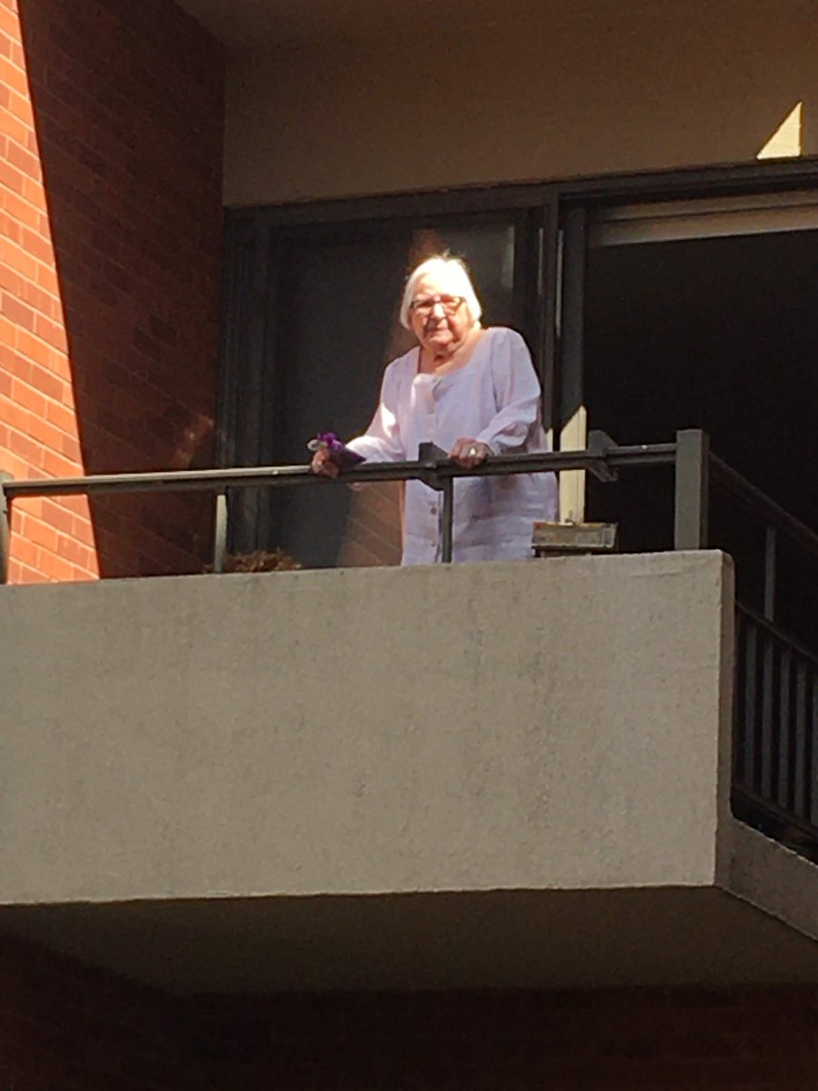 When Lisa was planning her wedding, she didn't want the stay-at-home order to stop her mother from being involved. Lisa and her now-husband decided to get married in the courtyard of Samaritas, which her mother Phyllis' balcony overlooked. Congratulations to the happy couple!