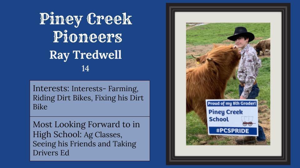 Another 8th grade spotlight today! We are honored to spotlight each 8th grader and today we spotlight Ray Tredwell. #PCSPRIDE