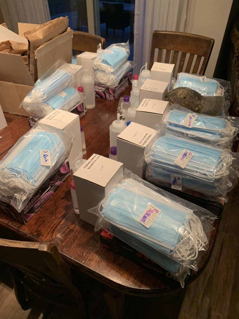 Getting ready to send out the OHV techs PPE. Dining area is the new shipping dept.