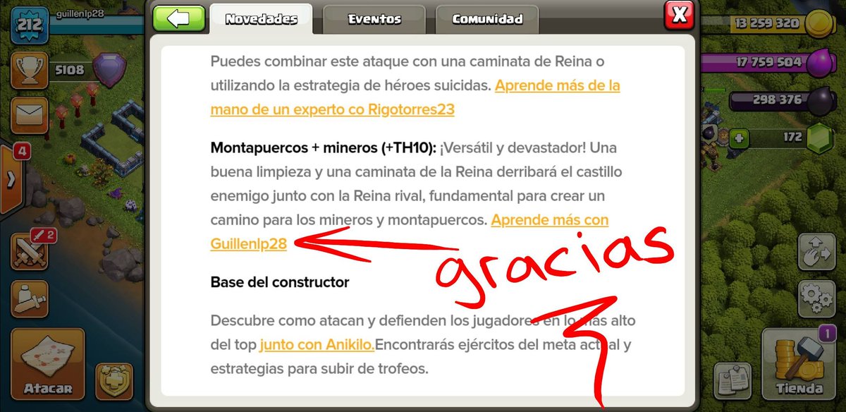 ¡Gracias <a href="/ClashofClansESC/">Clash of Clans ES</a> por la oportunidad! Sin duda me siento muy feliz porque me encanta #ClashOfClans. Gracias a todos también, ustedes hacen esto 💪 #TeamGuillen.