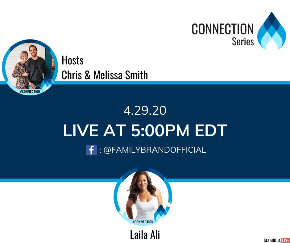 TheRealLailaAli's tweet photo. Listen to me on Chris and Melissa Smith's #CONNECTIONseries tomorrow at 2pm PT at @OurFamilyBrand! The series offers support to families around the world so parents can navigate this economic crisis in a more calm, connected and productive way. https://t.co/XNjq1M8Kld