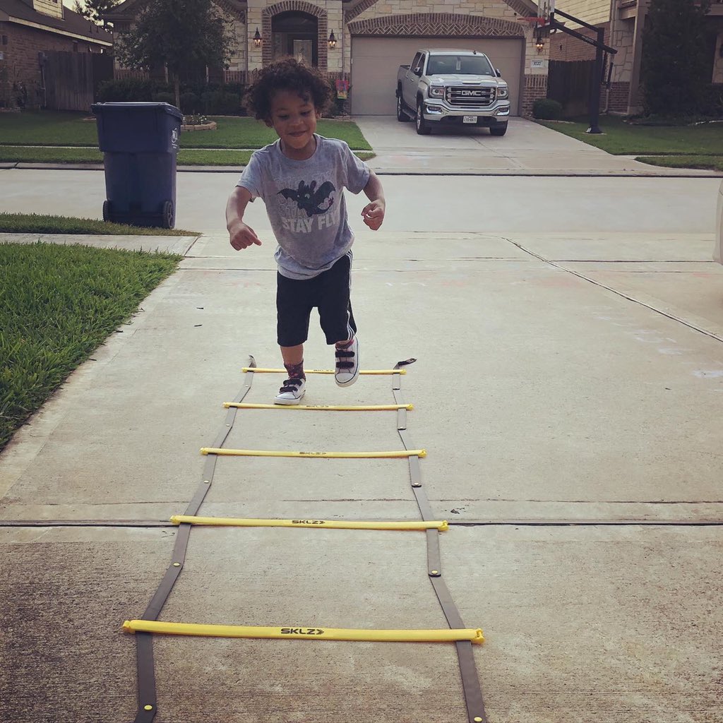 Introduced my lil homie to the agility ladder & bear crawls today #TeachEmYoung