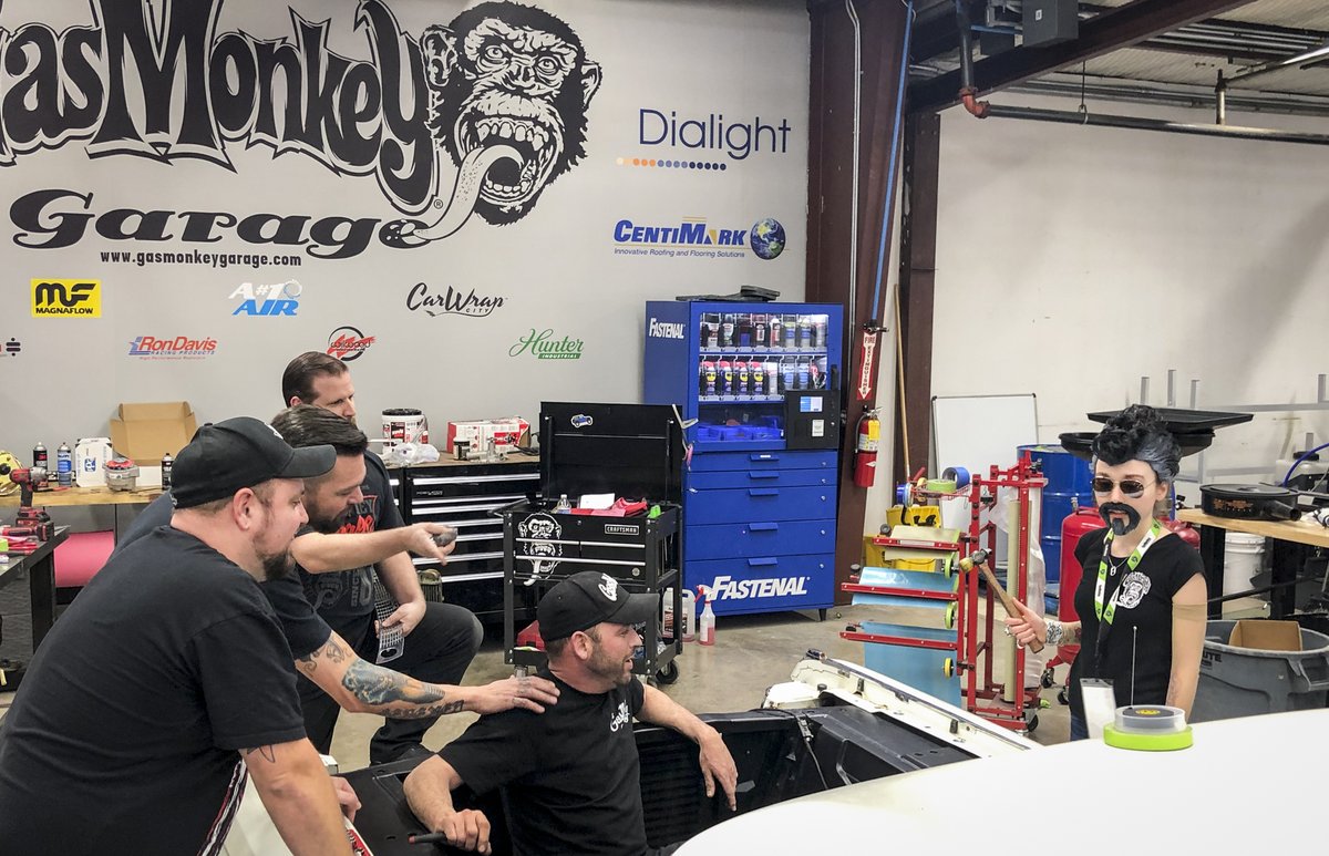 RRRawlings's tweet photo. Having two Richards at Gas Monkey Garage is just what this shop needs! 😂 @MaisieMerlock a.k.a Richard II, I'm gonna need you around more often to keep these Monkeys in line! https://t.co/5q7mLTnVX6