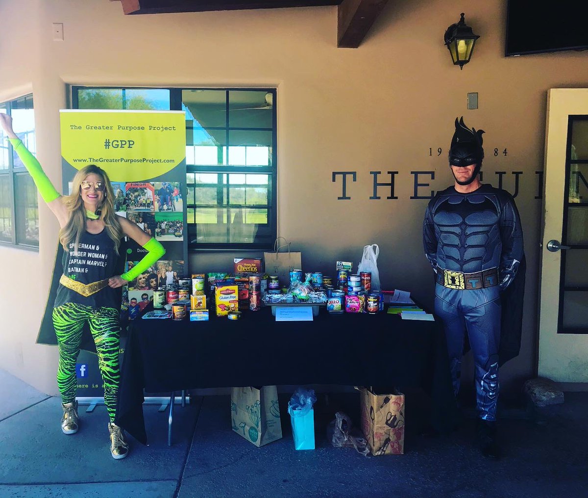 GreatPurposePro's tweet photo. #GPPGirl and #Batman last seen @lapaloma_cc ! Shout out to the Wonder Women golfers who donated to our food drive for @MaranaSchools  Happy #SuperheroDay @Marvel #covidkindness #KindnessMatters @johnkrasinski #SomeGoodNews https://t.co/ZOgcrNcubn