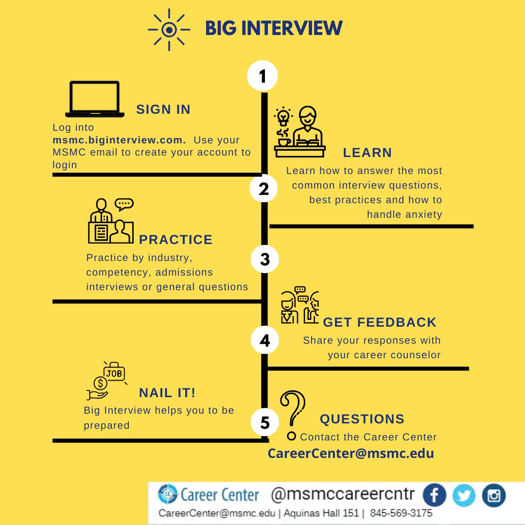 Practice your interview skills with Big Interview! Create your own account today by visiting msmc.biginterview.com!