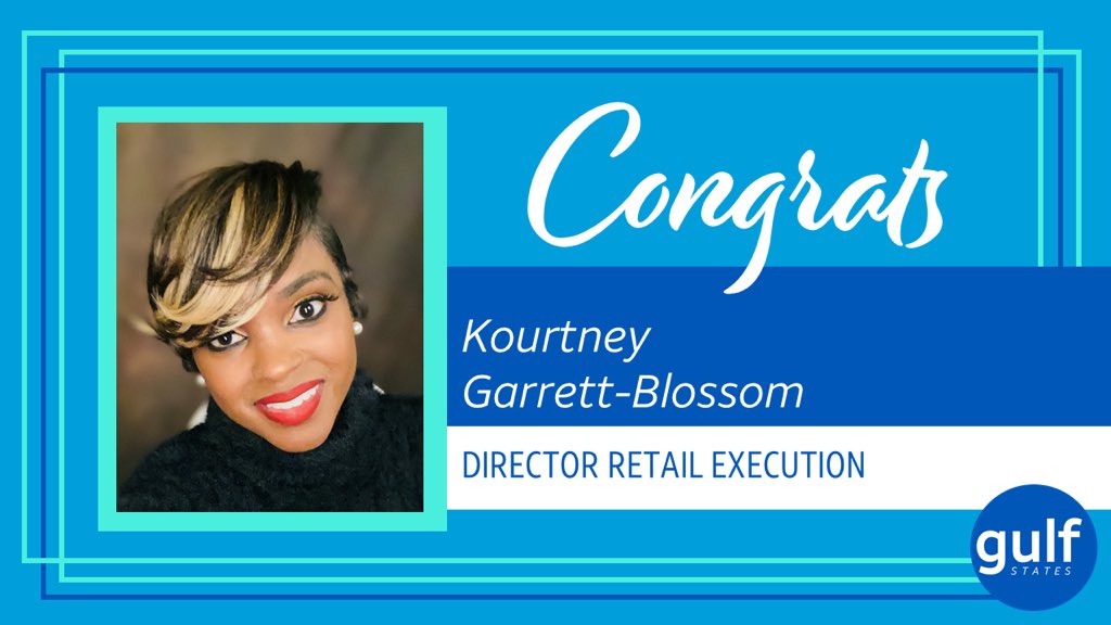 WeAreTheGulf's tweet photo. Gulf States! We’re excited to announce Kourtney Garrett-Blossom as the new DRE for the Gulf States Market! Under her leadership, the #GSDREamTeam will be ready to #Crush2020! #WeAreTheGulf @KourtneyBlossom @TonyMokry @MrsJaronfelder @fjdevereux @TeamDaMannGC @SellToTheBase https://t.co/3KL1YazVnv