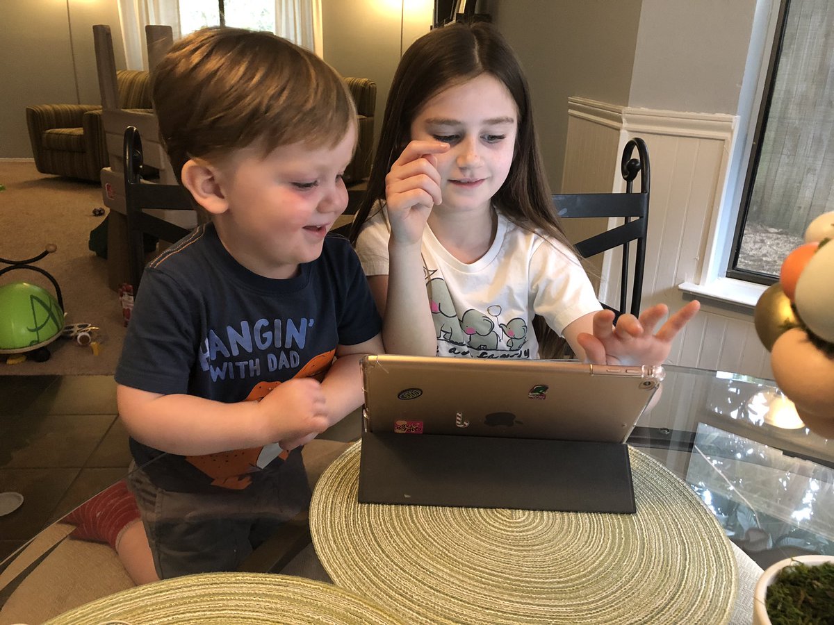 WendyHCastillo's tweet photo. Everybody loves ❤️ ST Math...Olivia does the work and lets Elliott push the green penguin 🐧 button. #distancelearning @NISDHowsman @earocha5 @philbcastillo https://t.co/55yxFjvXdy