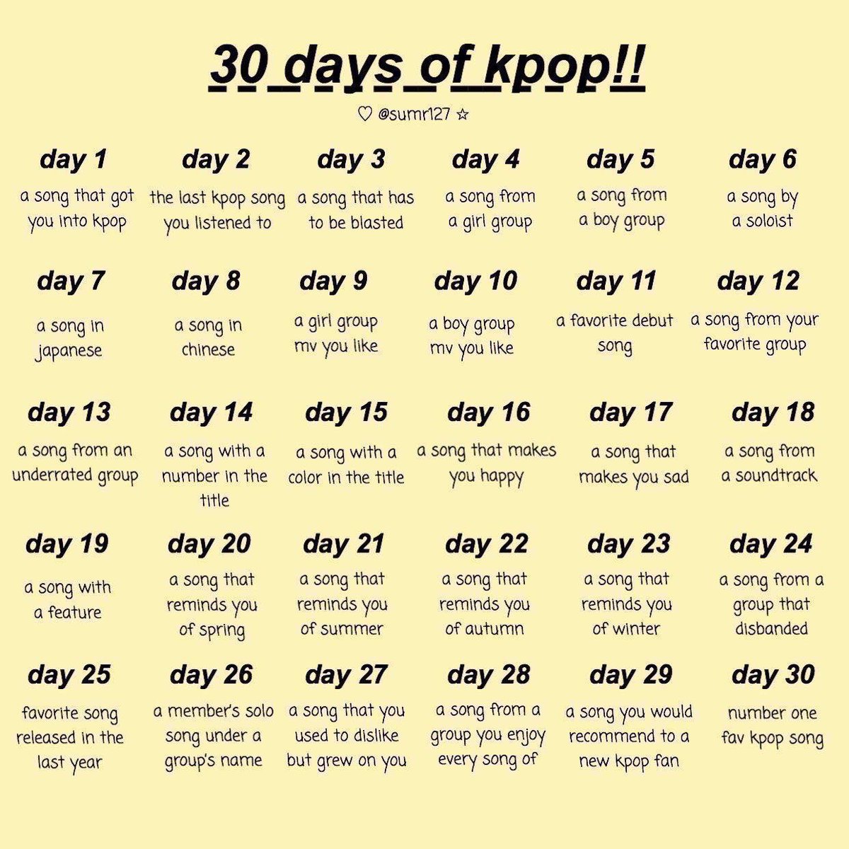 hehe bored so i’ll try to do this :P i’ll probably forget tomorrow but 30 days of kpop thread!