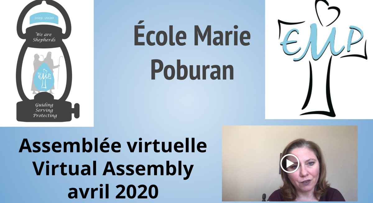 Check out our virtual assembly! It was emailed to your family on Monday morning. Join in for O Canada, the School Prayer, and the Birthday Blessing!  Send us your "Good news" videos or messages! We'll include them in our next virtual assembly!