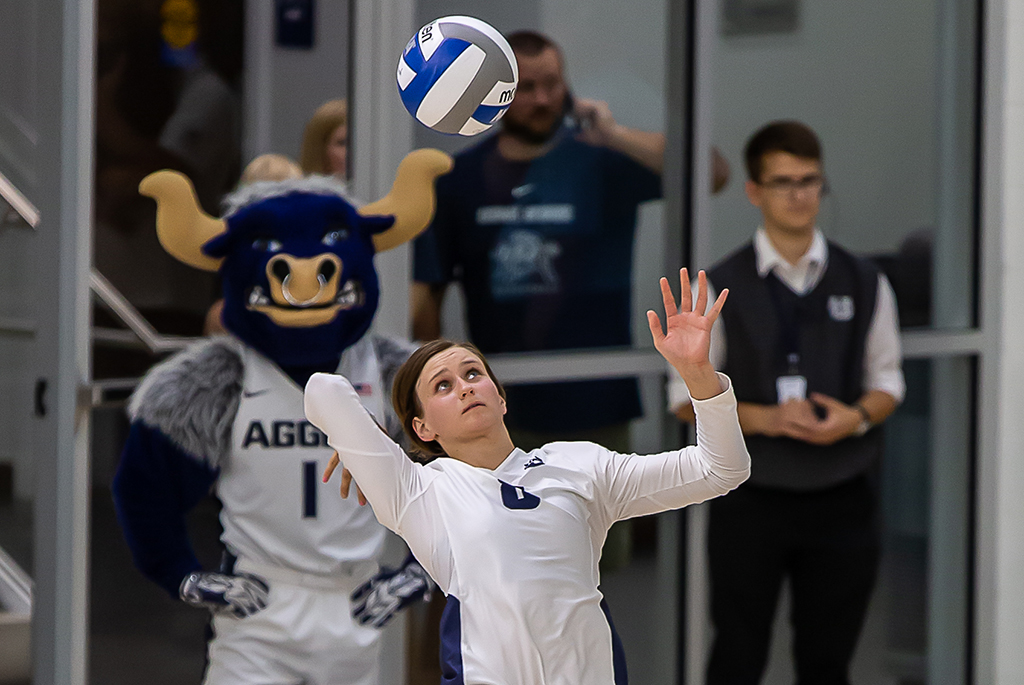 USUVolleyball's tweet photo. Tune in tomorrow, when @madiolson8 serves up some fun with an Instagram takeover! #AggiesAllTheWay https://t.co/FyKwKoBbix