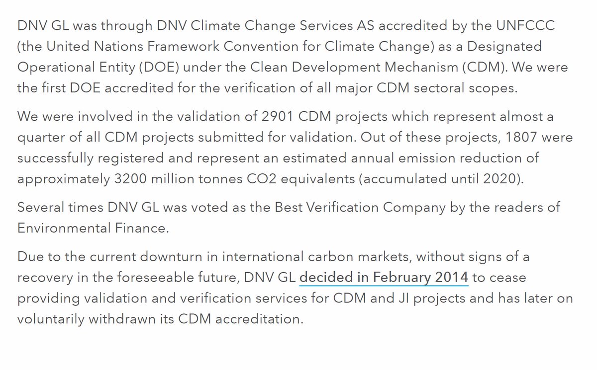 10/17 @DNVGL was an important player in the Kyoto Protocol*;Involved in the validation of 2901 CDM's** (25% of all CDM projects.)*See Tweet 4**Clean Development Mechanism (CDM); one of the Flexible Mechanisms defined in the Kyoto Protocol. https://www.dnvgl.com/assurance/water-and-carbon/ccs-ceased.html $VET