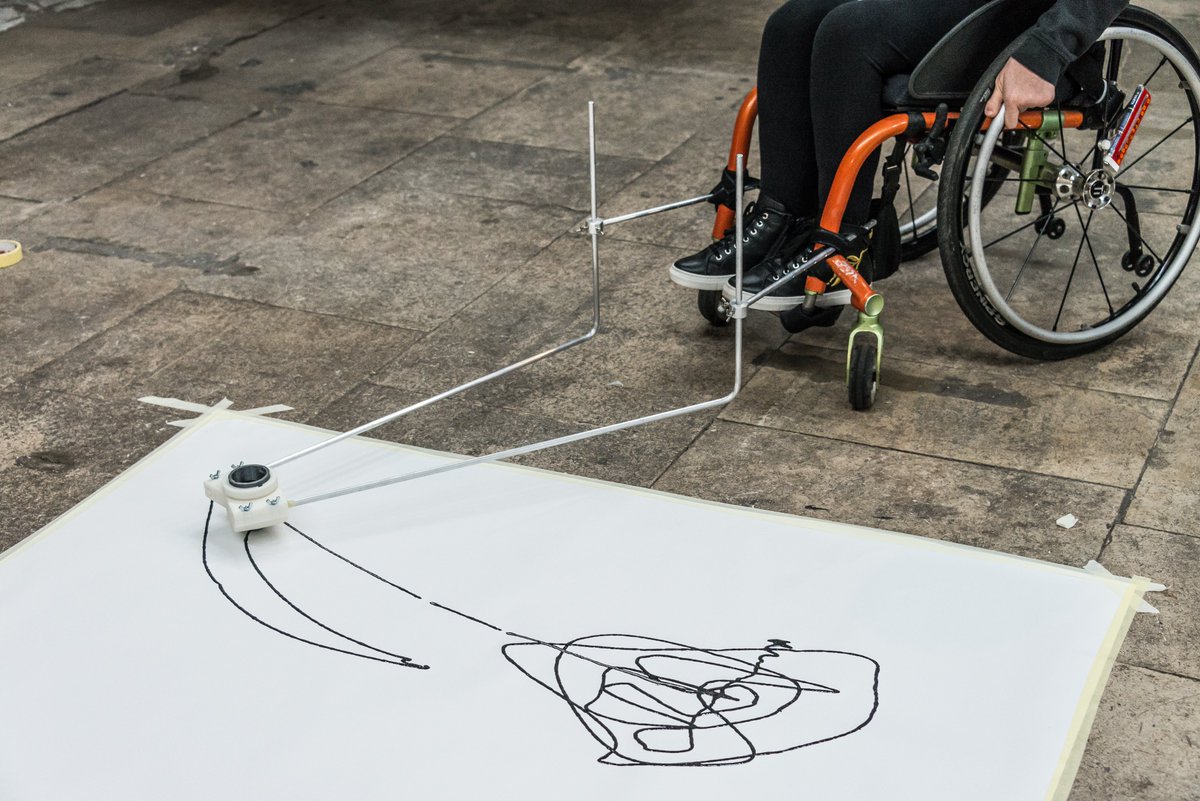 enayball's tweet photo. Snaps from a 2018 workshop we ran with students from @chaileyheritagefdn during the DTP Festival. Check out how quickly she’s painting from the Enayball’s blur! (Photo Credit: Manja Williams) #disabilityarts #disabilityproducts #inclusivearts #designfordisability https://t.co/w6C6mW3pwX