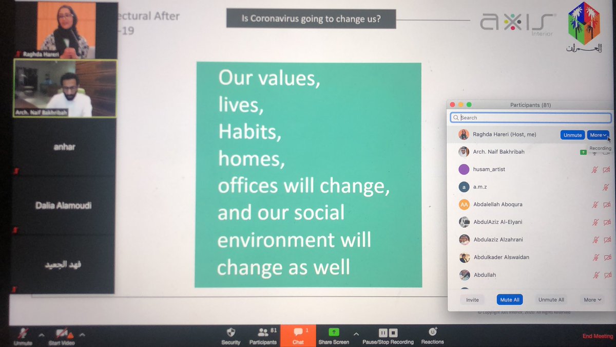 تساؤلات رائعة عن مستقبل العمارة والتصميم الداخلي مابعد كوفيد ١٩ طرحت في لقاء مثمر مع م نايف باخريبه .... كيف سنتعايش مع الأوبئة وماهو دور المصمم الداخلي والمعماري ؟