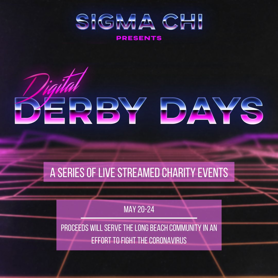 Starting on May 20th, we will be holding our first ever Digital Derby Days! Take a load off with us after finals by participating in our live-streamed events. All the proceeds will go directly into the Long Beach community to support for those affected by Covid-19 #covidrelief