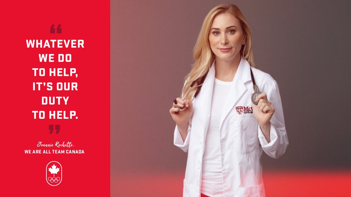 TeamCanada's tweet photo. .@JoannieRochette received her M.D. from @mcgillu on Friday April 24 👏👩‍🎓

The next day she filed her application to work in a long-term care facility in Québec👩‍⚕️

What small gestures are you taking to help those around you? https://t.co/QRtVKEF978