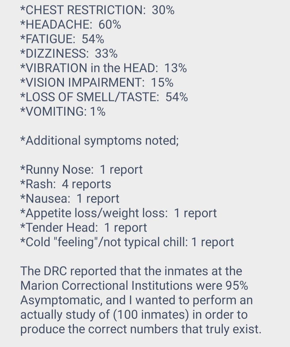 MelisaMiller16's tweet photo. MARION INMATE conducts own sample study of 100 fellow inmates about their symptoms related to COVID-19 because nobody else has! https://t.co/lNQm05nLdd