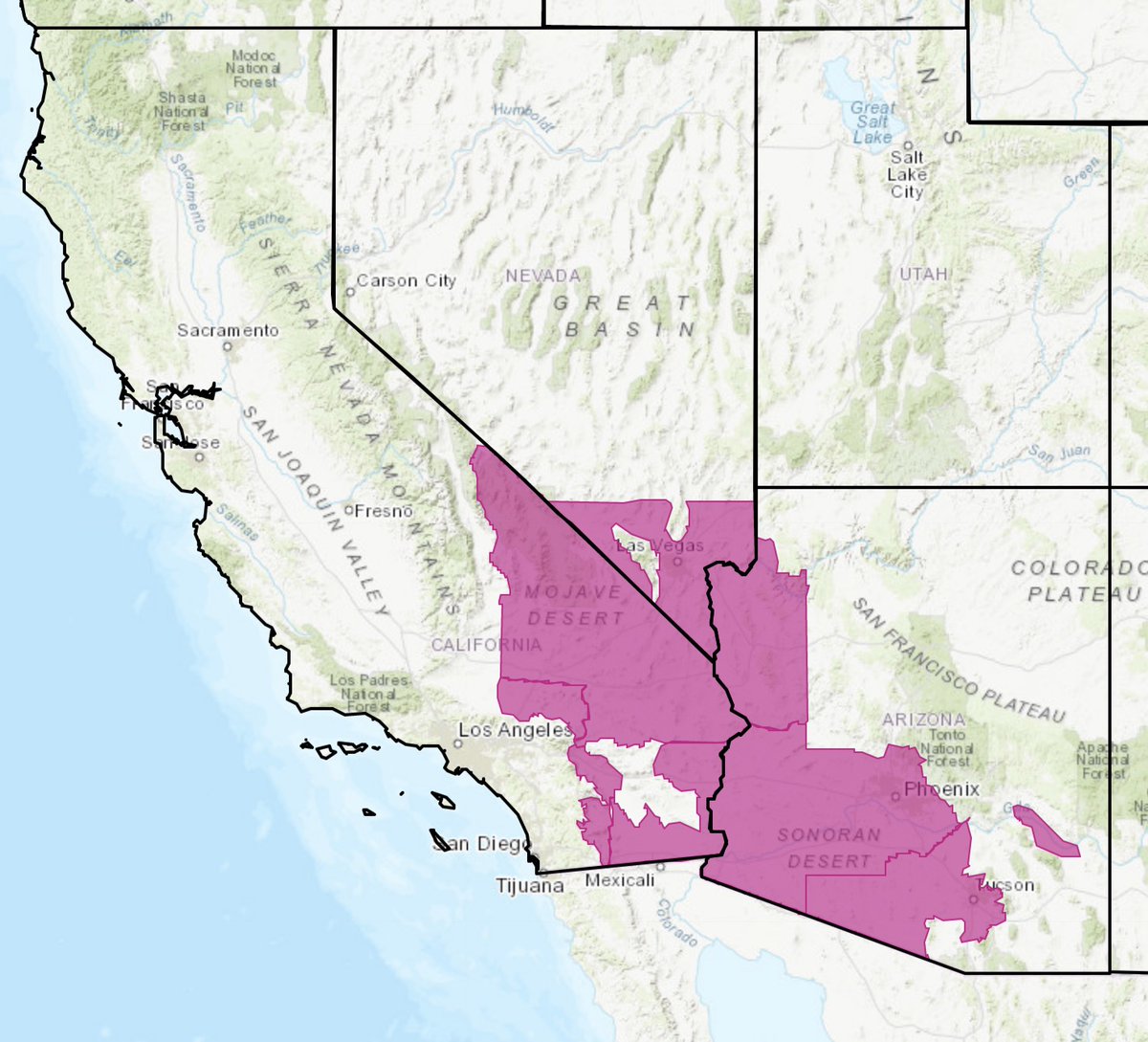 wildfiretoday's tweet image. Record-setting heat, for April, predicted Wednesday &amp;amp; Thursday for areas in SoCal, Nevada, and Arizona.   washingtonpost.com/weather/2020/0…