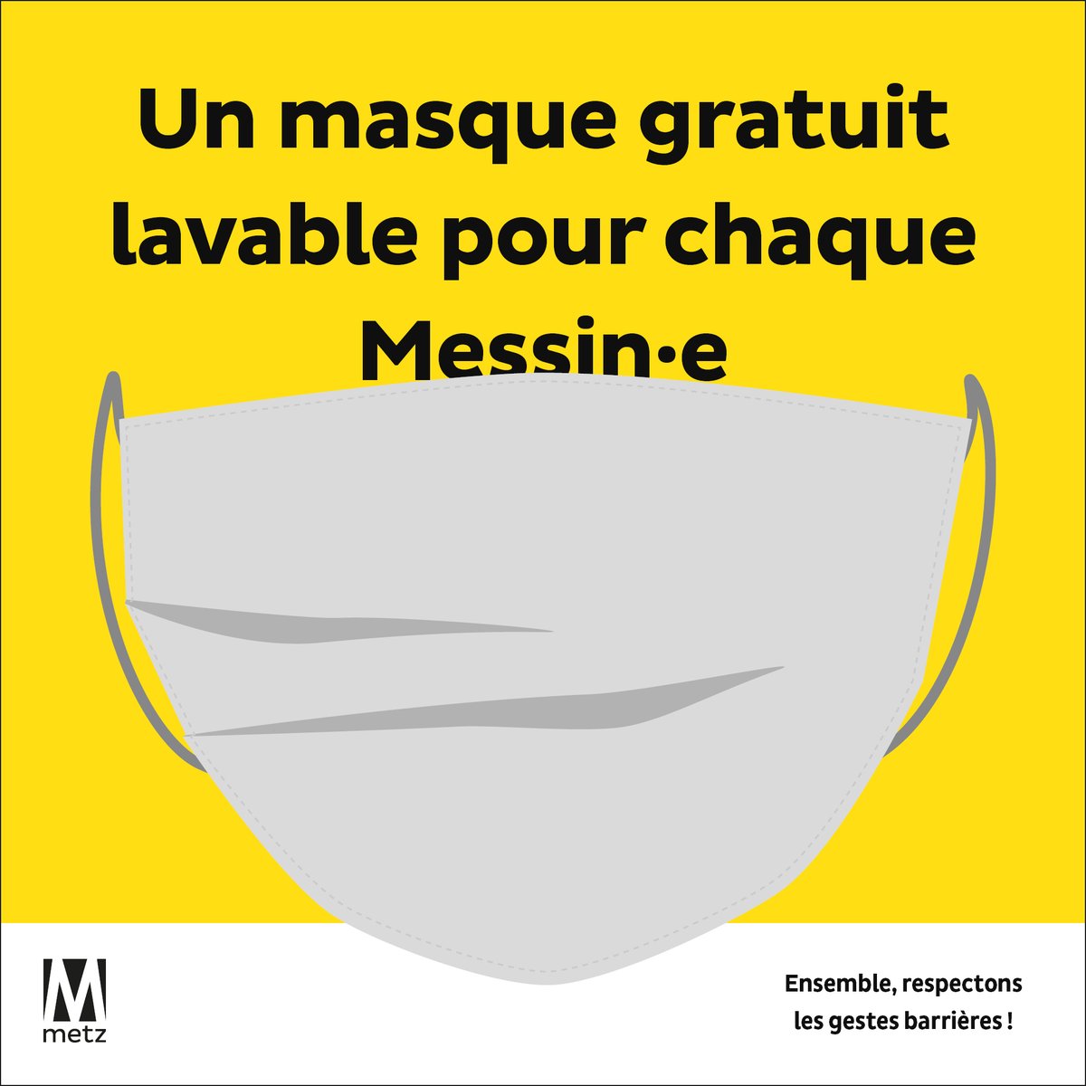 VilledeMetz's tweet photo. La Ville de #Metz offre un masque lavable, en tissu, aux habitants de 10 ans et plus.
Pour en bénéficier, il vous faut remplir le formulaire sur 👉 https://t.co/qo6BSchAFV https://t.co/4T8rhWxmBq