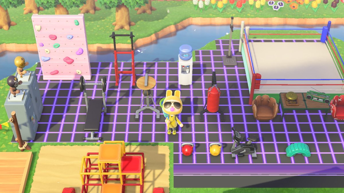 TenKa42's tweet photo. Put in a new gym space on the island with @DivACNH #AnimalCrossing #ACNH #NintendoSwitch https://t.co/eMQHD9T8tP