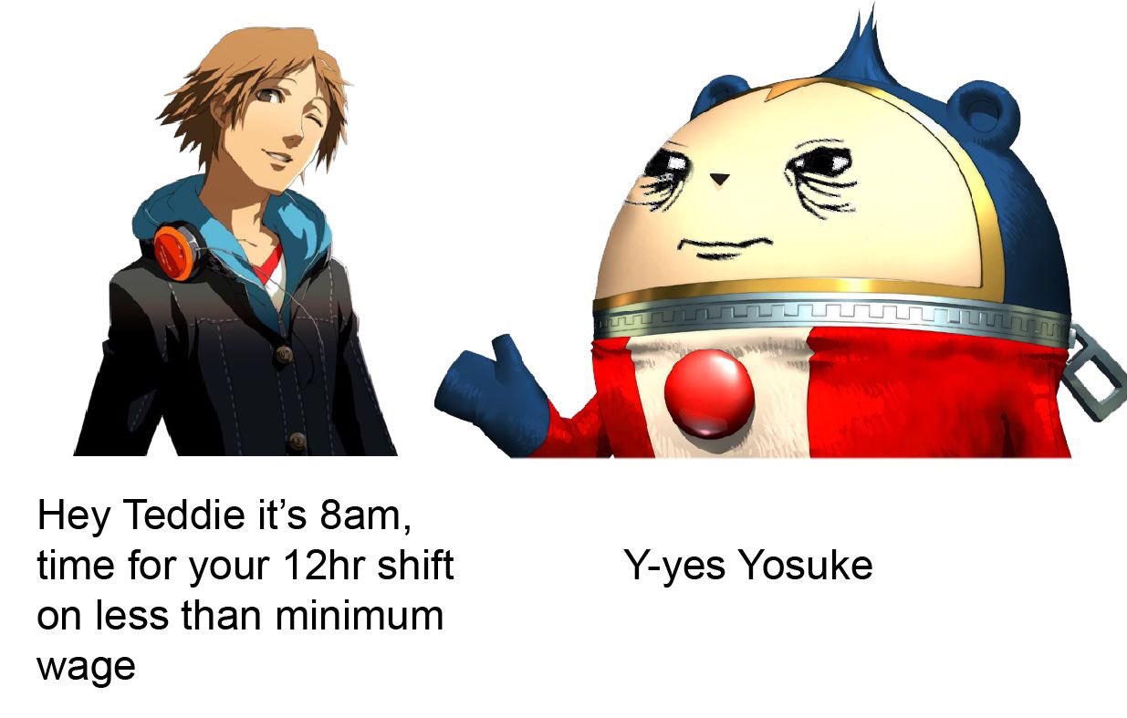 Beetle Persona On Twitter Teddie S Work Conditions Are Unbearable Persona4 Persona5royal