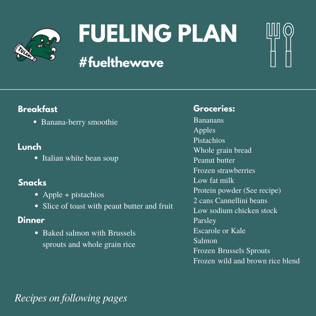 GreenWaveFuel's tweet photo. Planning out your meals this week? Here are some ideas! #fuelthewave #tulaneathletics #tulane #sportsnutrition #nutrition https://t.co/cRTX0ILMSi